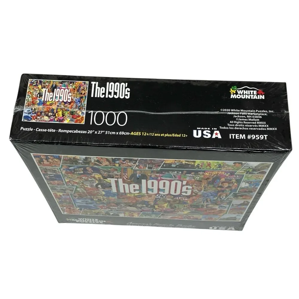 White Mountain 1990s Puzzle 1000 Piece Sealed Y2K‎ Retro Pop Culture Collage